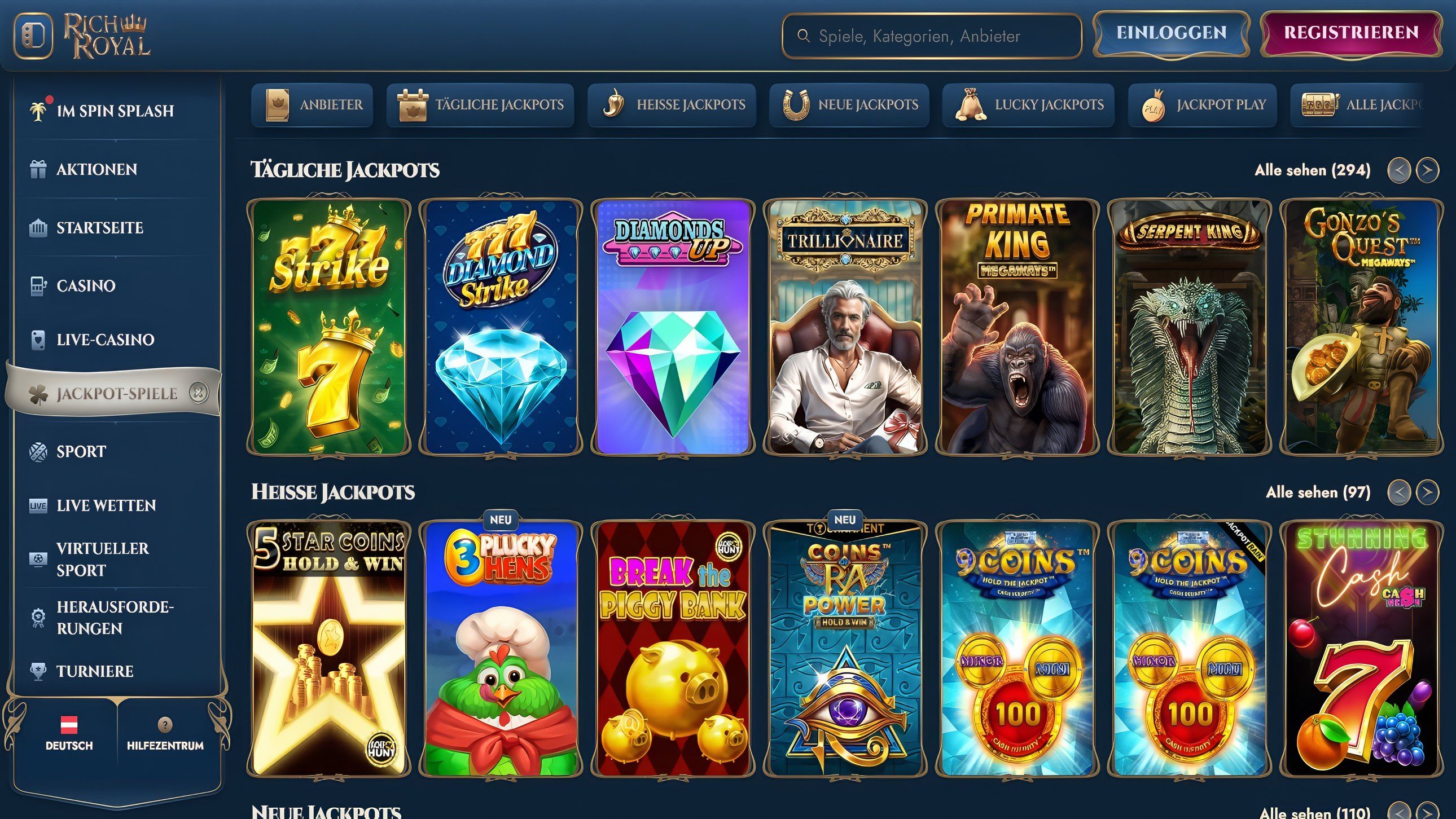 Richroyal Casino desktop screenshot 2